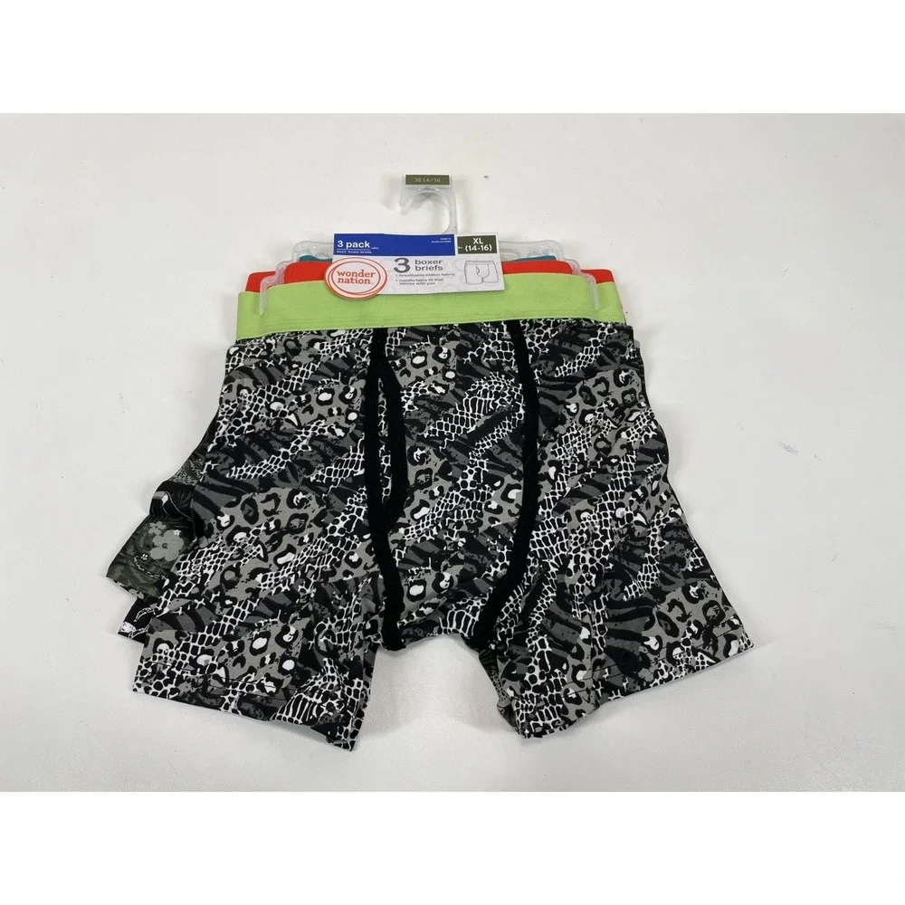 Wonder Nation Boxer Briefs 3 Pack Boys Size XL Jungle Print NWT